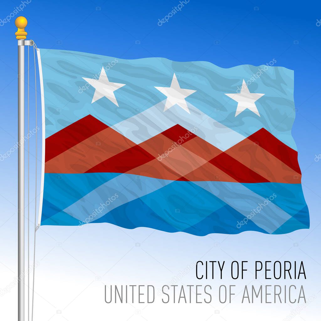 City of Peoria flag, Illinois, United States, vector illustration