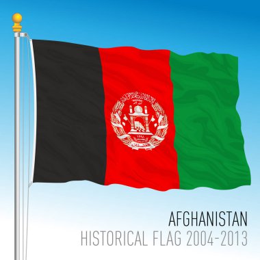 Afganistan tarihi bayrağı, 2004-2013 yılları, Asya ülkesi, vektör illüstrasyonu