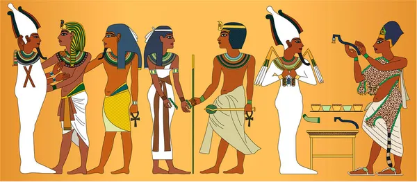 Detalj Vägg Det Inre Graven Tutankhamun Vektor Illustration — Stock vektor