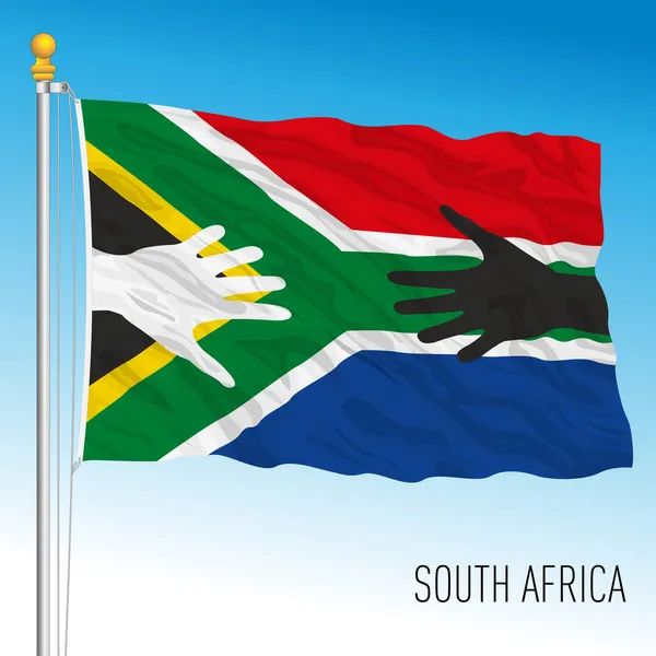 两只手的南非幻想旗 博爱的象征 矢量插画 — 图库矢量图片