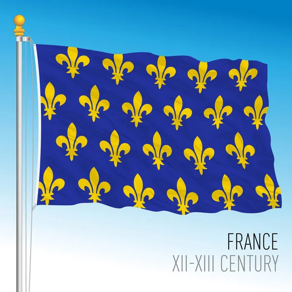 Koninkrijk Frankrijk Historische Vlag Xii Xiii Eeuw Frankrijk Vectorillustratie — Stockvector