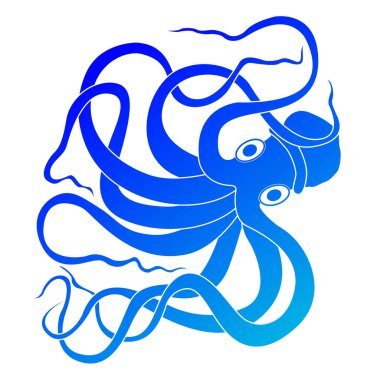 Ahtapot, vektör çizimi beyaz arkaplanda izole edildi