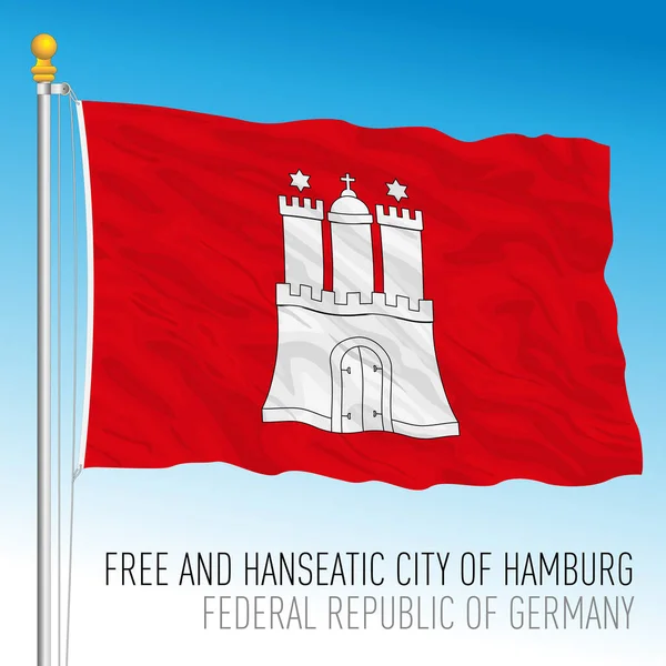 Σημαία Της Πόλης Του Αμβούργου Επίσημα Ελεύθερη Και Χανσεατική Πόλη — Διανυσματικό Αρχείο