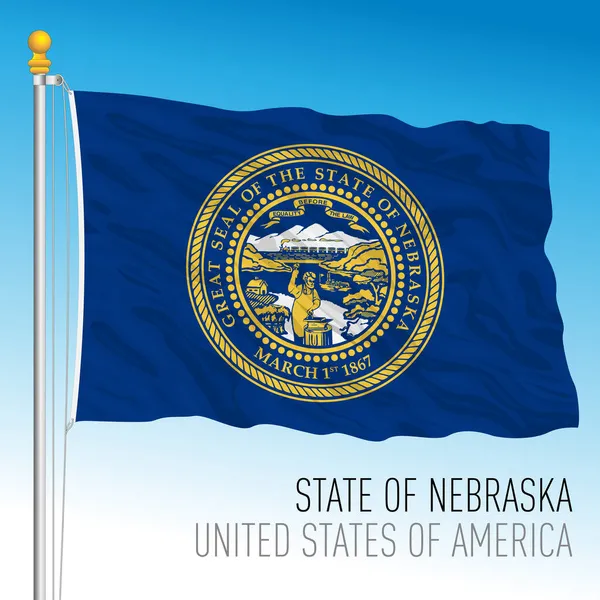 Nebraska State Official Flag United States Usa Vector Illustration — Stock Vector