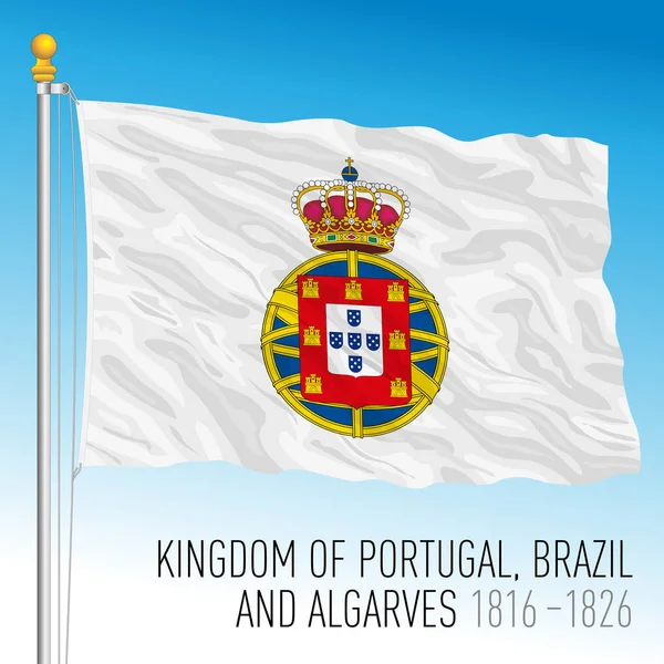 Bandeira Histórica Reino Portugal 1816 1826 Ilustração Vetorial — Vetor de Stock