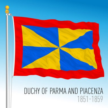 Parma ve Piacenza Dükalığı tarihi bayrağı, İtalya, 1851 - 1859, vektör illüstrasyonu
