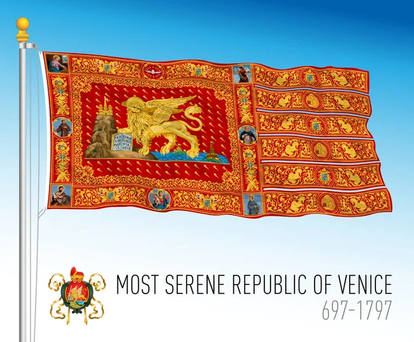 Bandeira Histórica República Serena Veneza 697 1797 Ilustração Vetorial — Vetor de Stock
