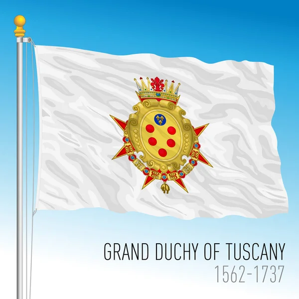 Toszkánai Nagyhercegség Történelmi Zászló Olaszország 1562 1737 Vektor Illusztráció — Stock Vector
