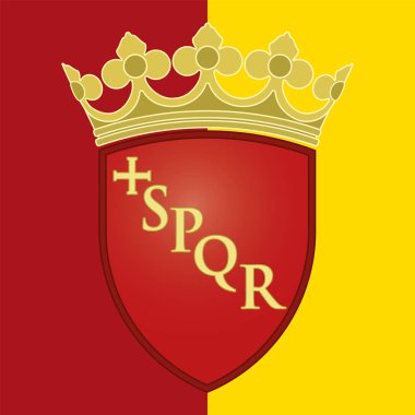 Rome coat of arms and flag, Italy, vector illustration