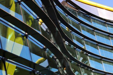 Modena, İtalya, Aralık 2021, MEF Ferrari Müzesi Casa Enzo Ferrari, müzenin mimari ayrıntıları