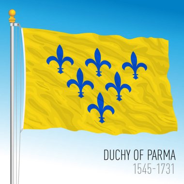 Parma Dükü tarihi bayrağı, Parma, antik preuniter ülke, İtalya, 1545 - 1731, vektör illüstrasyon