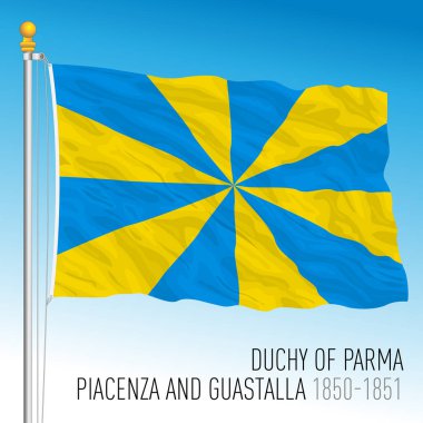 Parma Dükalığı, Piacenza, Guastalla tarihi bayrağı, Parma, antik öncül ülke, İtalya, 1850 - 1851, vektör çizimi