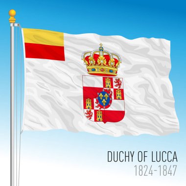 Lucca Dükü tarihi bayrağı, Lucca, İtalya, yıl 1824 - 1847, vektör illüstrasyon