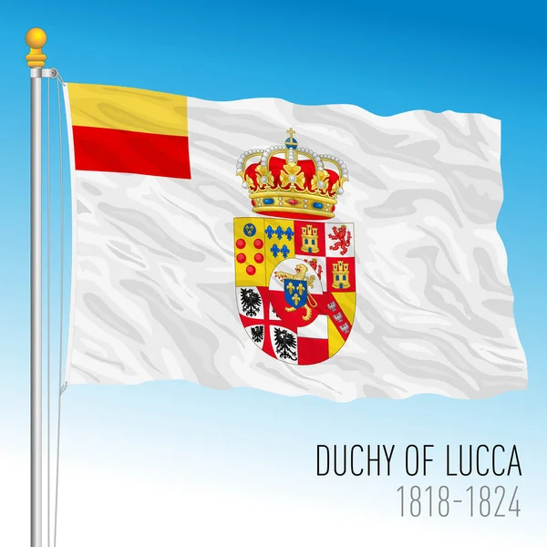 ルッカ公国歴史的旗 イタリア 1818年 1824年 ベクトルイラスト — ストックベクタ
