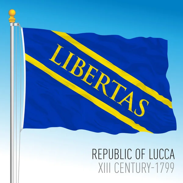 卢卡共和国历史旗帜 意大利卢卡 古代前统一国家 十三世纪至1799年 矢量图解 — 图库矢量图片