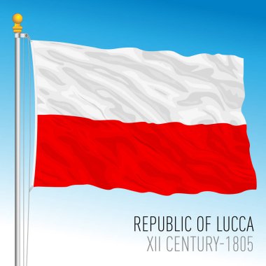 Lucca Cumhuriyeti tarihi bayrağı, XII. Yüzyıl - 1805, İtalya, vektör illüstrasyonu