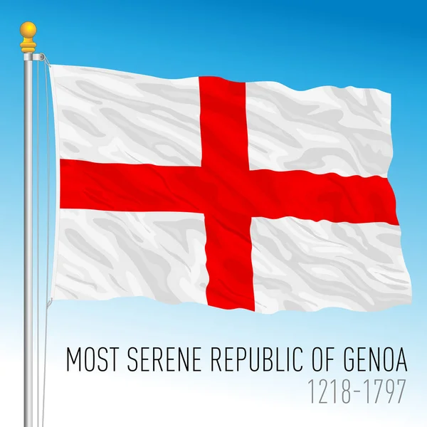 Republic Genoa Historical Flag Italy Ancient Preunitary Country 1218 1797 — Vetor de Stock