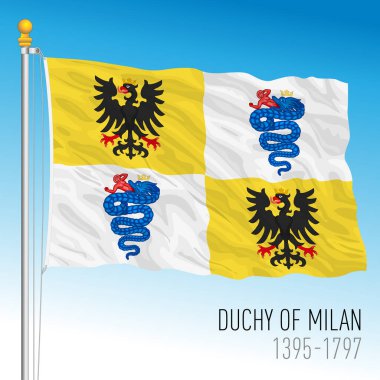 Milan Dükü tarihi bayrağı, İtalya, antik ön ülke, 1395-1797, vektör illüstrasyon