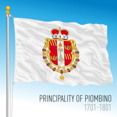 Piombino tarihi bayrağı, Toskana, İtalya, 1701 - 1801, vektör illüstrasyonu