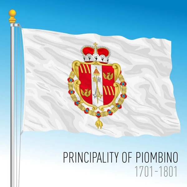 Piombino tarihi bayrağı, Toskana, İtalya, 1701 - 1801, vektör illüstrasyonu