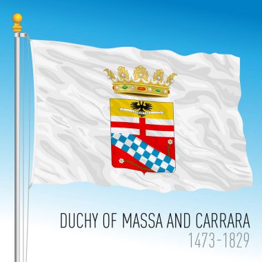 Massa ve Carrara Düklüğü tarihi bayrağı, İtalya, antik ön üniter ülke, 1473 - 1829, vektör illüstrasyon