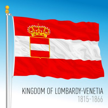 Lombardiya Krallığı - Venedik tarihi bayrağı, İtalya, 1815 - 1866, vektör illüstrasyonu