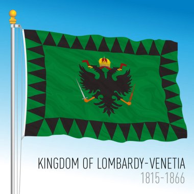 Lombardiya Krallığı - Venedik tarihi bayrağı, İtalya, 1815 - 1866, vektör illüstrasyonu