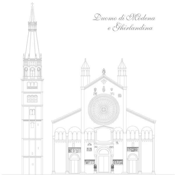 Μόντενα Ιταλία Καθεδρικός Ναός Και Πύργος Ghirlandina Γιρλάντα Γραφική Απεικόνιση — Φωτογραφία Αρχείου