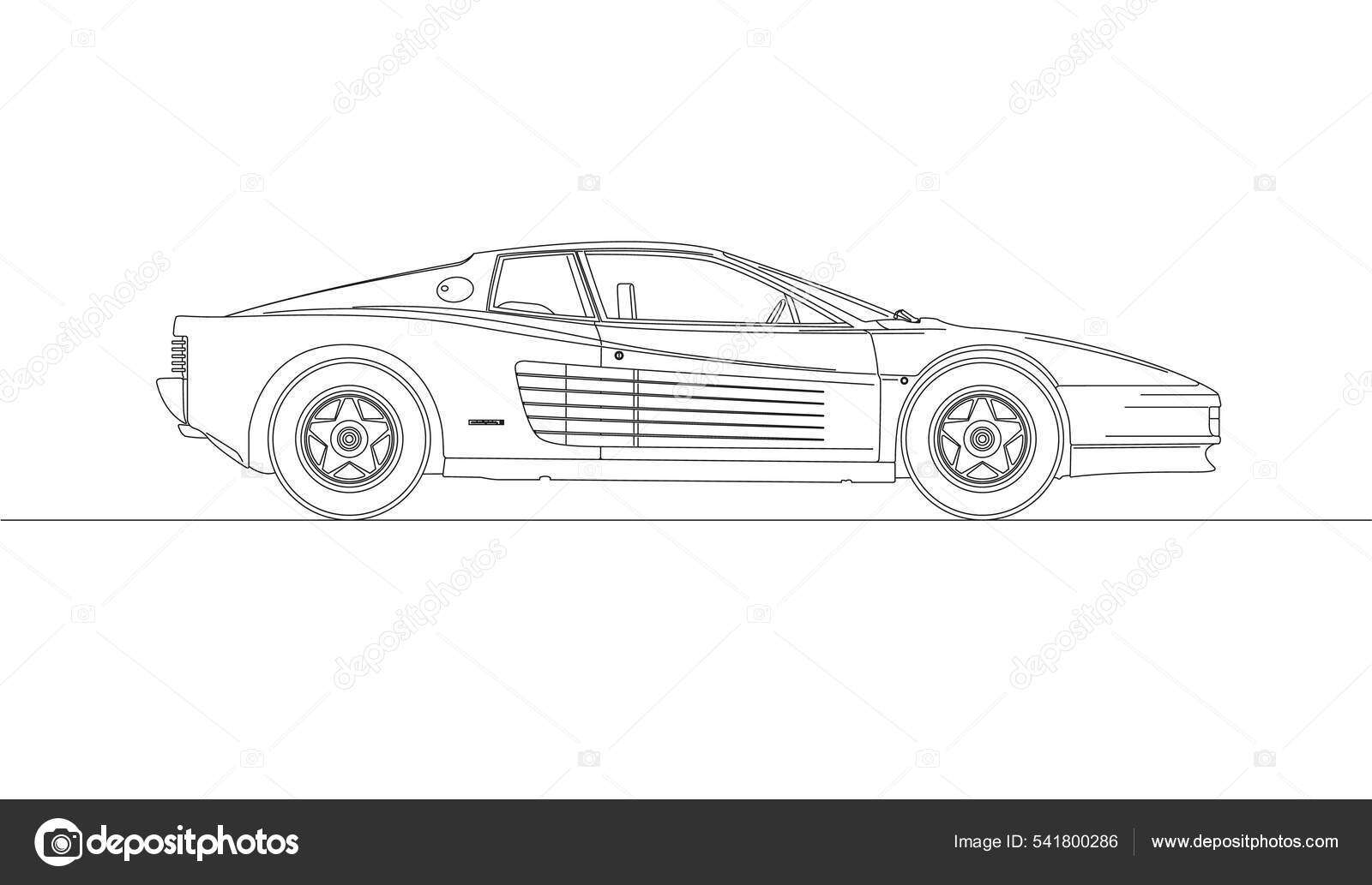 Винтажный Суперкар Ferrari Arossa 512 Дизайн Векторная Иллюстрация.