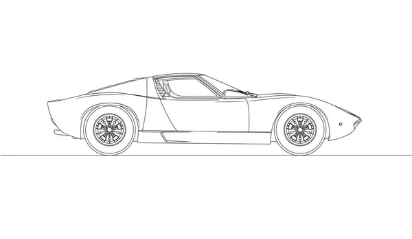 Lamborghini Miura Vintage Super Auto Outline Ontwerp Vector Illustratie — Stockvector