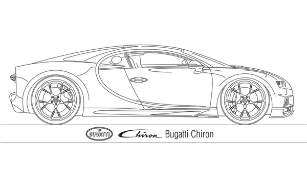 Francia Anno 2022 Bugatti Chiron Super Car Outline Design Modello — Vettoriale Stock
