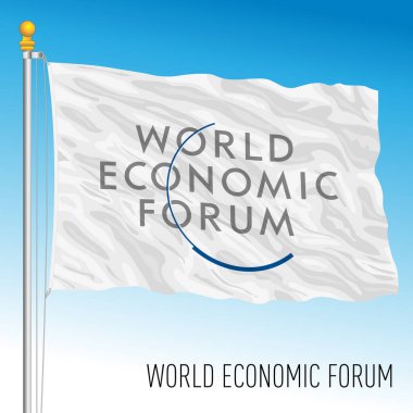 Davos, İsviçre, Ocak 2022, Dünya Ekonomi Forumu bayrağı, vektör illüstrasyonu