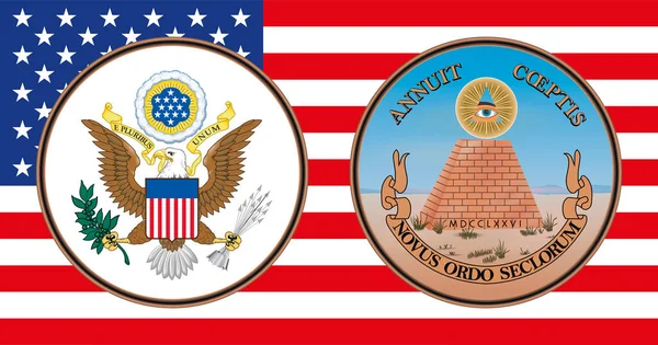 Bandiera Degli Stati Uniti America Grande Sigillo Ufficiale Dritto Rovescio — Vettoriale Stock