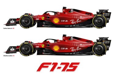 Maranello, Modena, İtalya, Şubat 2022, Ferrari F175 Formülü 1, Carlos Sainz ve Charles Leclerc, 2022 Formülü bir dünya şampiyonluğu