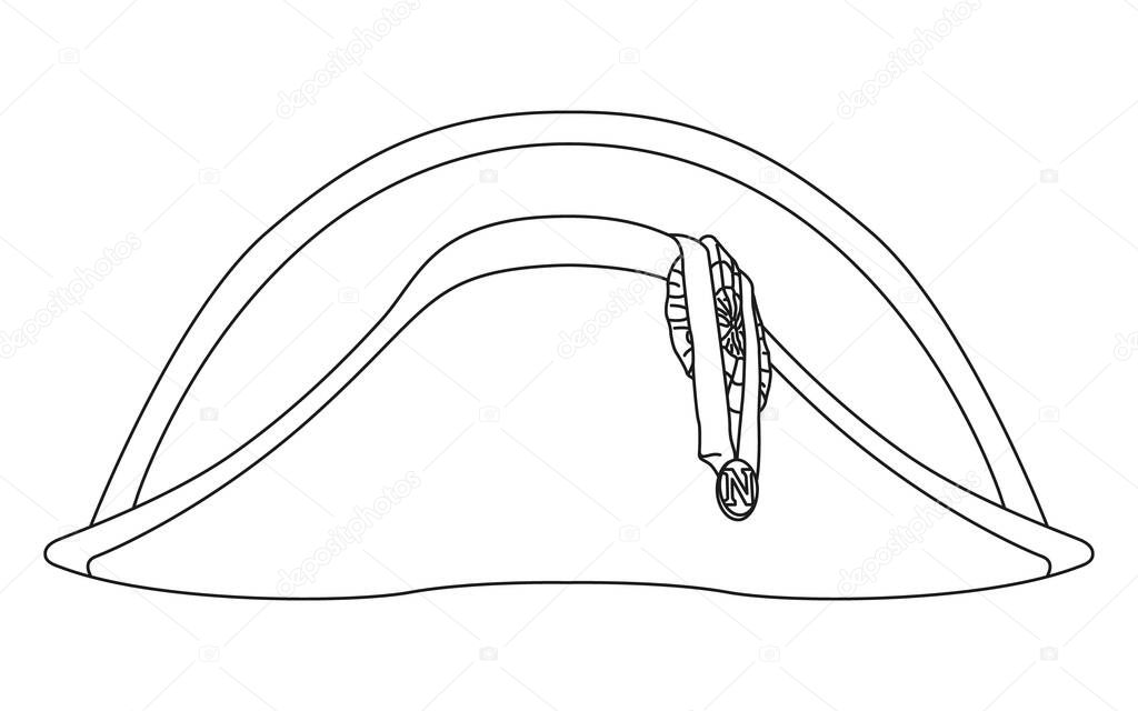 Bicorn hat of Napoleon outlined, vector illustration