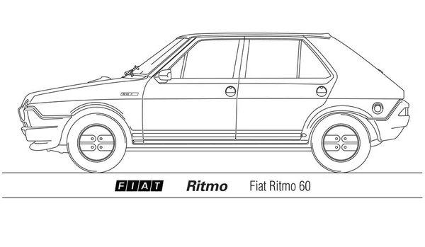 Torino Itália Ano 1978 Fiat Ritmo Silhueta Carro Vintage Ilustração — Vetor de Stock