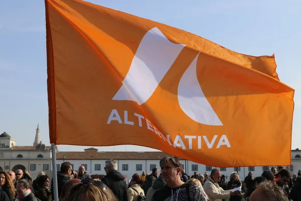Italie Année 2022 Drapeau Alternativa Parti Politique Lors Une Manifestation — Photo