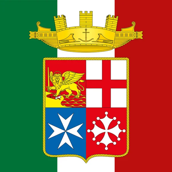 意大利海军在意大利国旗上的官方纹章 矢量图解 — 图库矢量图片