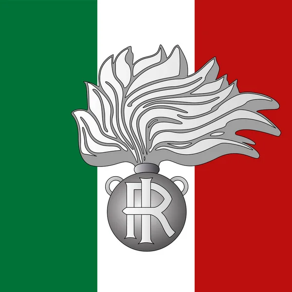 Carabinieri Italiani Simbolo Sulla Bandiera Italia Illustrazione Vettoriale — Vettoriale Stock