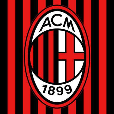 Milan, İtalya, Nisan 2022 - Milan A.C. Futbol Kulübü marka logosu kırmızı ve siyah renkler, illüstrasyon