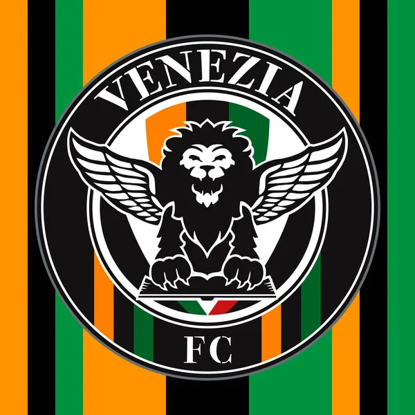 ヴェネツィア イタリア 2022年4月 Venezia オレンジ 黒の色でサッカークラブブランドのロゴ イラスト — ストックベクタ