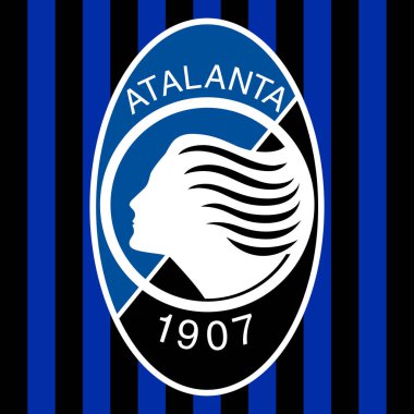 Bergamo, İtalya, Nisan 2022 - Atalanta FC Futbol kulübü logosu mavi ve siyah renkli, illüstrasyon