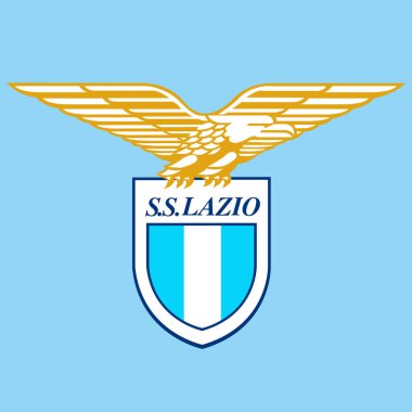 Roma, İtalya, Nisan 2022 - Lazio S.S. Futbol Kulübü logosu açık mavi bayrak, illüstrasyon