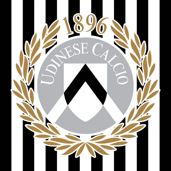 Udine イタリア 2022年4月 Udinese 白と黒の色の旗とサッカークラブブランドのロゴ イラスト — ストックベクタ
