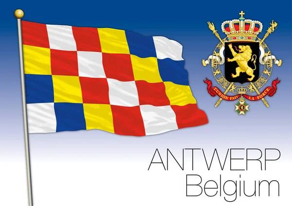 Antwerp Regional Official Flag Belgian Coat Arms European Union Vector — стоковий вектор