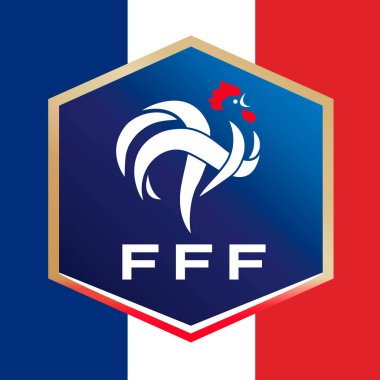 Ulusal bayrak taşıyan Fransa Futbol Federasyonu logosu, FIFA Dünya Kupası 2022, illüstrasyon
