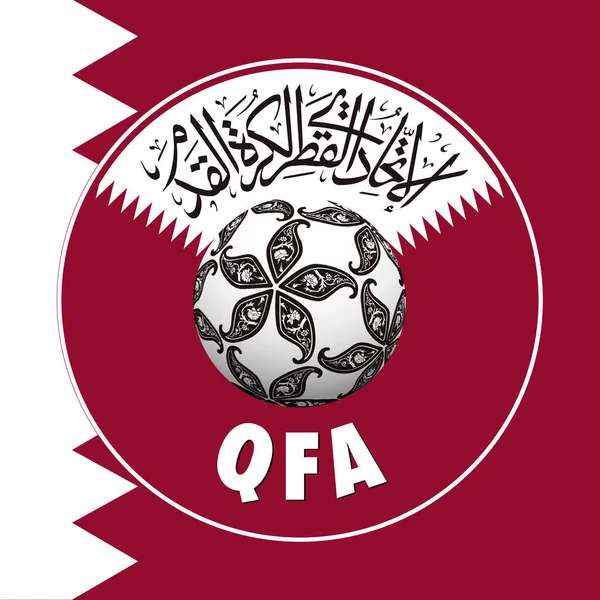 Qatar Logo Federazione Calcio Con Bandiera Nazionale Coppa Del Mondo — Vettoriale Stock