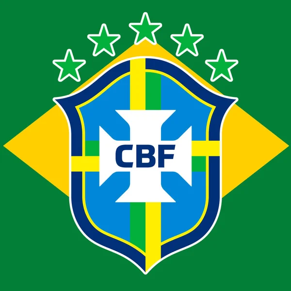 Brazylijskie Logo Federacji Piłkarskiej Flagą Narodową Puchar Świata Fifa 2022 — Wektor stockowy
