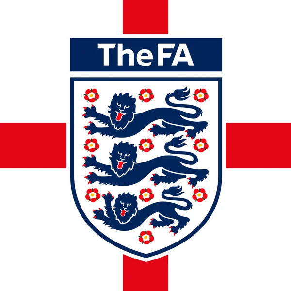 Englands Fotbollsförbunds Logotyp Med Nationell Flagga Fifa World Cup 2022 — Stock vektor