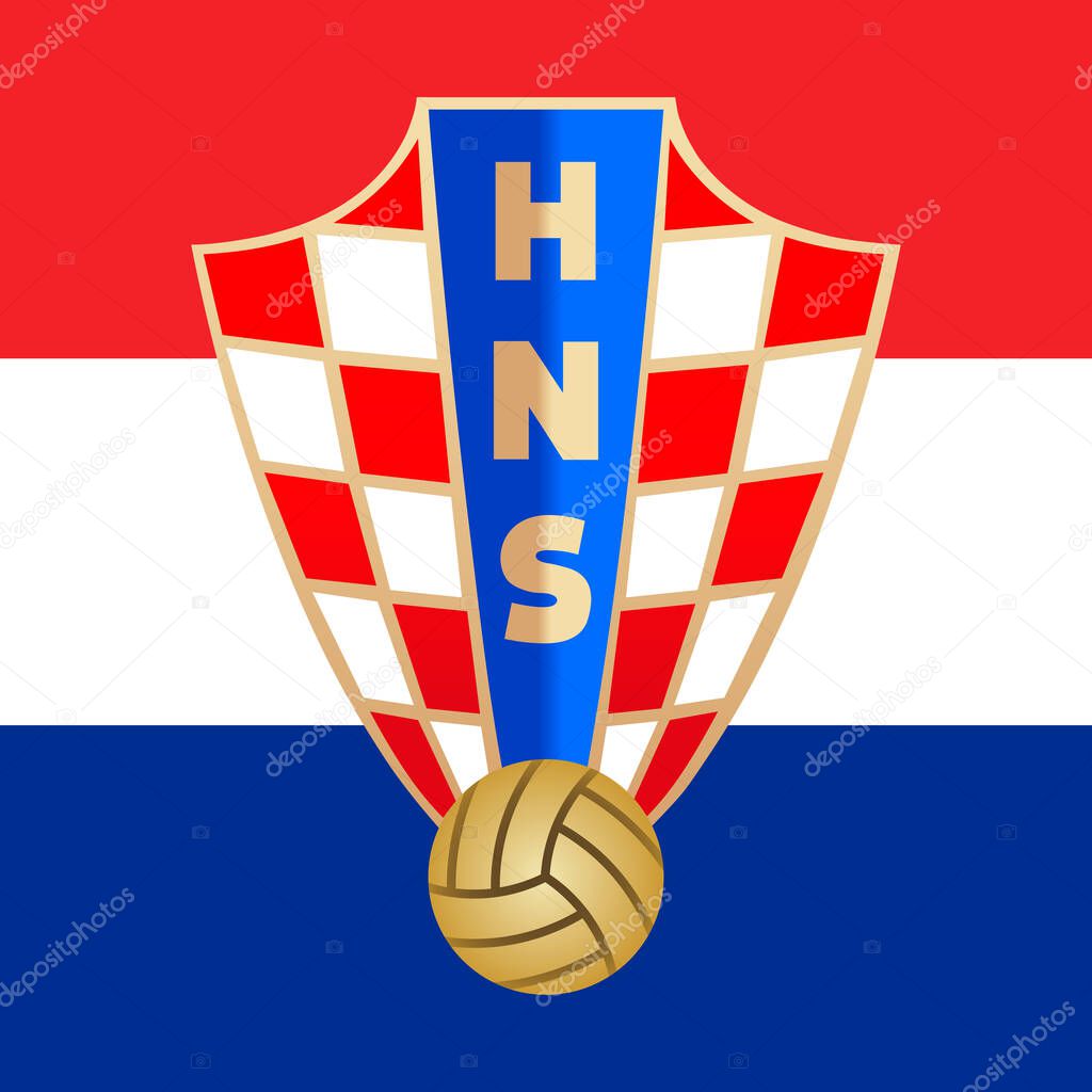 Croatia football federation logo with national flag, FIFA World Cup 2022, illustration